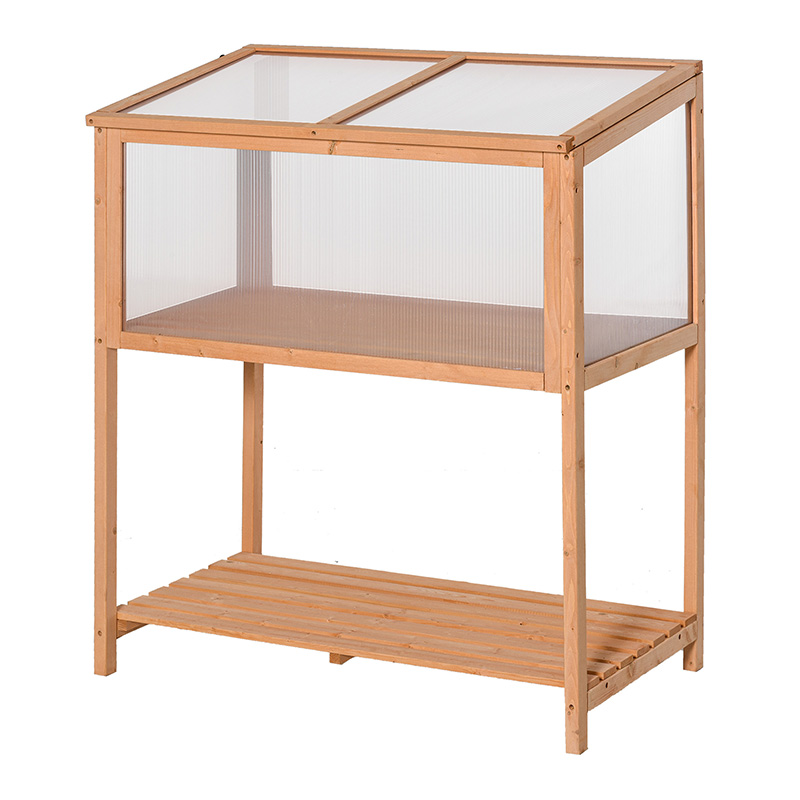 صندوق حماية نباتات بوعاء مرتفع 36 × 20 × 41 بوصة في البيوت الزجاجية في الهواء الطلق مع سطح قابل للفتح ، إطار خشبي بارد برتقالي {$ vo.title | str_replace = '