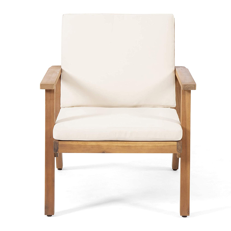 كراسي نادي خشبية صلبة للأماكن الخارجية مع وسائد (مجموعة من 2) ، لون بني باتينا ، كريمي {$ vo.title | str_replace = '