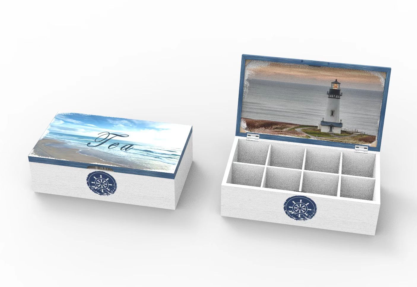 ديكور ملاذ ساحلي Lixincrafts ، وديكور على طراز البحر ، وعلبة شاي {$ vo.title | str_replace = '